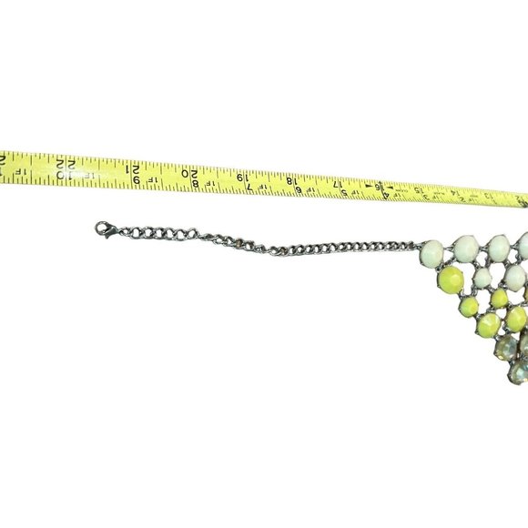 Necklace-Silver Tone Off-white Yellow & Clear Stones 21” Chain Costume Jewelry - Picture 7 of 7